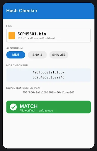 PS1 BIOS How to Verify PS1 BIOS File Integrity on Android